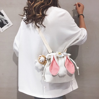 Bolsa de lona pequeña mujer encantadora chica japonesa cubo bolsa en un solo hombro bolsa de mensajero