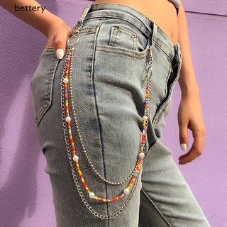 [bet] cuentas boho de tres capas de cadena jeans pantalones mujer joyería llavero cadenas para pantalones