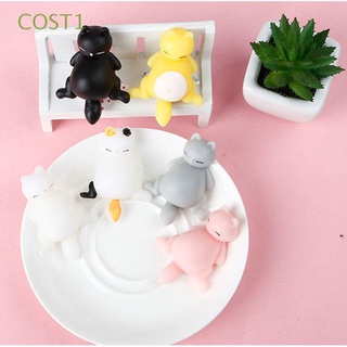 COST1 Cartoon Animals Stress Relief Silica Gel Reliever Squeeze Toy Kids Adults Gift Lazy Cat Model ADHD Autism Soft Decorative Props/Multicolor (1)