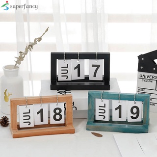 1 pza calendario con tapa de madera perpetuo escritorio oficina diy calendario anual planificador
