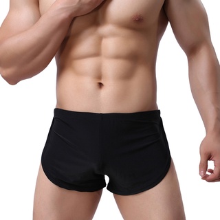 Hombres Sexy ropa interior letra Color puro boxeador calzoncillos cortos Bulge bolsa calzoncillos calzoncillos (8)