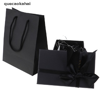 quecaokahai negro cajas de regalo empaquetado plano caja de regalo bolsa cálida luz led 20g negro raffia decoración co