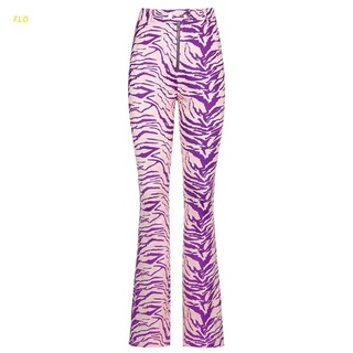 Pantalones casuales para mujer/holgadas/Cintura Alta/con cierre/estampado De Zebra/raya