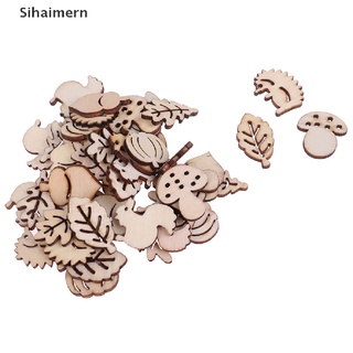 [sihaimern] 50 piezas mixtas de madera artesanal ardilla hojas en forma de seta decoración erizo.
