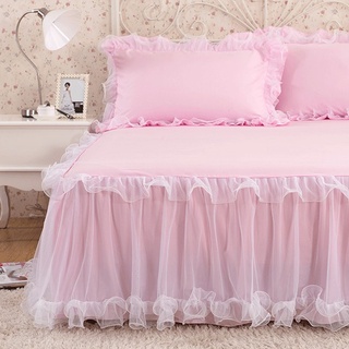 Falda de encaje de una sola pieza de princesa cubierta de cama de encaje cubierta de cama engrosamiento Simmons cama almohadilla antideslizante cubierta protectora sábana