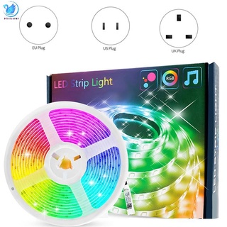 Tira de luces LED Bluetooth de 20 m, 5050 RGB tira de luces LED cambiantes de Color con mando a distancia, luces controladas por APP, enchufe del reino unido
