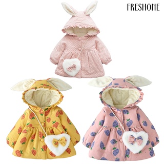 Freshone chaqueta/chaqueta con capucha/oreja De conejo/fresa/cálido Para invierno/bebé/niña