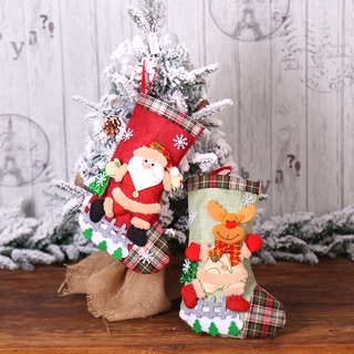 Árbol de navidad colgante de medias decoraciones/Xmas niños regalo de cilicio bolsa de caramelo decoración/3D Santa Claus alce muñeca colgante (7)