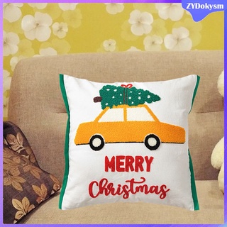 18" Christmas Pillow Case Xmas Embroidered Throw Cushion Cover for Home Sofa