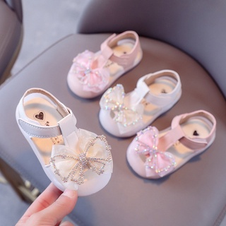 Bebé Niñas Primero Walker Zapatos 2022 Nueva Moda Arco Lindo Princesa Dulce Vestido Sandalias Para Fiesta Boda Shows Gancho Y Bucle (1)