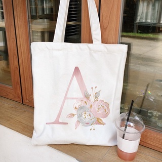 Señoras bolsos de lona bolso de mano Floral letras patrón de compras viaje mujeres Eco reutilizable hombro Shopper bolsos