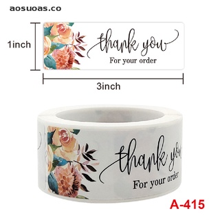 yang 120 unids/rollo de agradecimiento por su pedido de etiquetas adhesivas florales selladoras etiquetas adhesivas. (5)