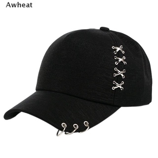 [Awheat] Kpop sombrero Piercing anillo béisbol ajustable gorra Hip Hop Snapback gorra moda