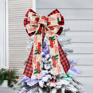 transfronteriza nueva decoración de navidad celosía imitación lino cinta arco navidad arco árbol de navidad superior decoración-alibaba