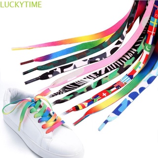 Luckytime decoración de moda zapatos accesorios plana zapato Multi Color zapatos de lona impreso cordón de zapatos