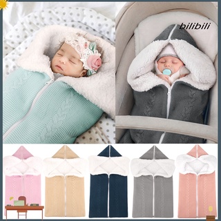 Bilibili bebé felpa de punto cremallera saco de dormir ganchillo caliente manta envolver envoltura saco de dormir