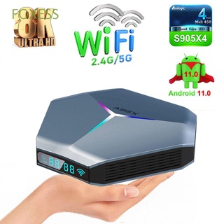 FOXESS A95X F4 Youtube Amlogic S905X4 Bluetooth Set Top Box Smart TV Box Dual Wifi RGB Light 4G 64GB 128GB Home Theater 3D 8K Video Media Player Android 11