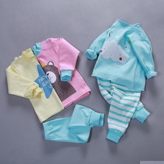 2 Unids/Set Bebé Niño Niña Pijamas Ropa De Algodón Lindo Dibujos Animados Impresión Patrón Sudadera Tops + Pantalones Dormir Conjuntos