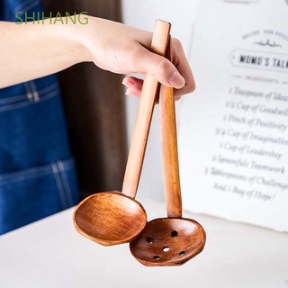 Shihang vajilla sopa cuchara accesorios colador cuchara de madera mango largo estilo cocina utensilios de cocina herramienta sopa cuchara caliente olla Ramen cuchara