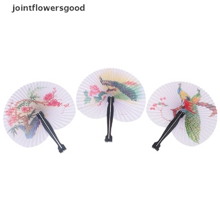 jtff 2pcs estilo de china retro impresión de flores ventilador de mano plegable decoración artesanía regalos buenos