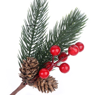 fitow 12 pzs púas de pino artificial con púas de pino/bayas de navidad sin cono de pino (6)