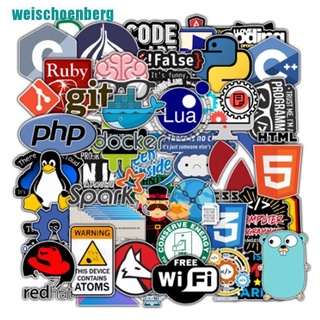 【erg】50Pcs New Programming Stickers Pack For On The Laptop Fridge Waterproof Sticker