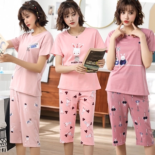 Pijamas de manga corta, las mujeres sueltas más el tamaño de pijamas, de dibujos animados, ropa de hogar de estudiante encantador