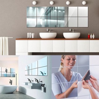 9/16/pcs baño autoadhesivo azulejo 3d arte cuadrado espejo pegatinas de pared
