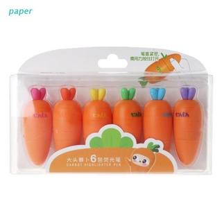 papel 6 unids/pack creativo zanahoria palos fluorescente pluma de dibujos animados lindo mini papelería