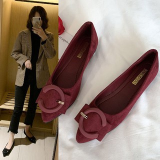 Nuevos zapatos de dama salvaje suave zapatos planos, zapatos de noche de las mujeres red rojo puntiagudo zapatos planos (2)