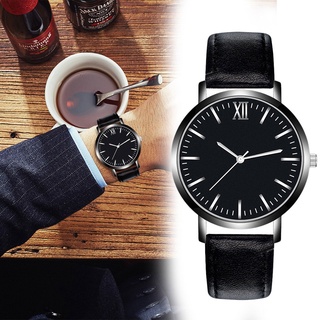 Fashion Men Quartz Watch Solid Color Precision Dial Wrist Watches with PU Leather Strap