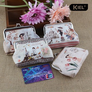 ’kiel mujer flor impreso cierre superior bolso de embrague llave de la tarjeta titular de la cartera