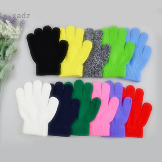 11 colores invierno caliente guantes de bebé niños de punto estiramiento manoplas niños sólido dedo completo guante de punto guantes