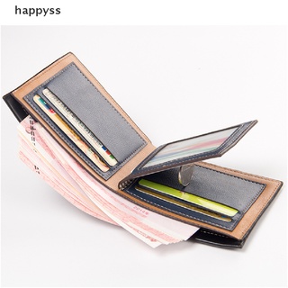[happy] monedero de negocios de cuero de la pu sólido delgado cartera corta tarjetas de crédito titulares de los hombres carteras