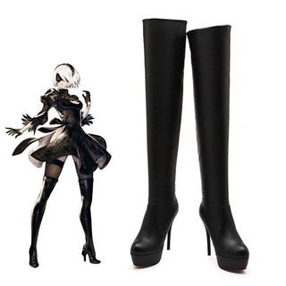 Tamaño Nier Automata botas Cosplay zapatos de las mujeres de alta calidad Anime juego de rol 2B zapatos de tacón alto botas de Halloween niñas
