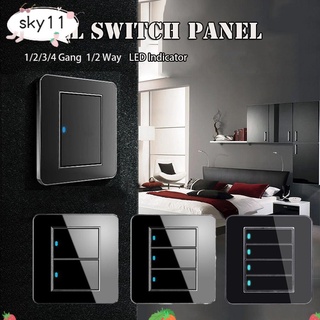 SKY nuevo interruptor de pared estilo Push LED indicador Panel táctil 1/2 vía hogar pulsadores decoración 1/2/3/4 pandilla
