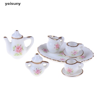 [Yei] 8Pcs 1/12 Dollhouse Miniature Dining Ware Porcelain Tea Set Dish Cups 586CO