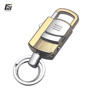 Encendedor de cigarrillos electrónico de Metal recargable USB para llave de coche/luz LED