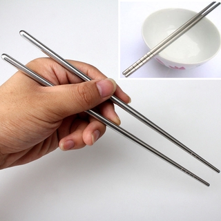 1 par de palillos chinos de acero inoxidable antideslizantes, color plateado (6)