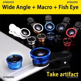 [gentle] lentes macro de ojo de pez 3 en 1 de gran angular/kits de cámara para teléfono móvil/lentes de ojos de pez