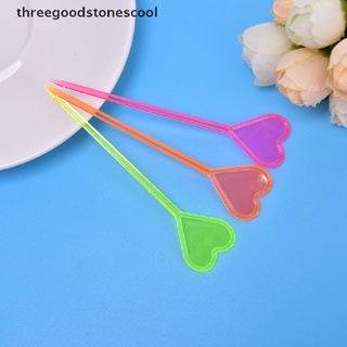[threegoodstonescool] 50pcs Plastic Disposable Forks Stick Food Picks Heart Arrow Dessert Fruit Forks