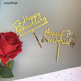 yoyohup feliz aniversario decoración de tarta acrílico cupcake topper para cumpleaños boda fiesta co