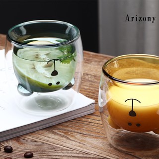 ay 250ml transparente de dibujos animados oso doble pared café leche jugo taza de vidrio aislado taza (3)