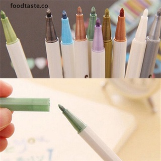 [foodtaste] juego de bolígrafos finos metálicos de color 10 piezas/marcador de lápices diy álbum dauber impermeable [co]