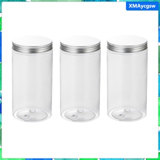 3x Wide-Mouth Clear Empty Plastic Ma-son Jars, Store Trail Mix, Seasonings, and Dry Snack, Spices, Nuts or Process Peanut Butter, Pickles, etc.