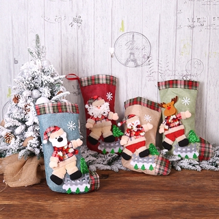 Árbol de navidad colgante de medias decoraciones/Xmas niños regalo de cilicio bolsa de caramelo decoración/3D Santa Claus alce muñeca colgante (4)