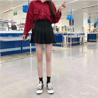 YL🔥 Spot 🔥Falda corta de Cintura Alta para mujeres faldas plisadas para cuatro estaciones para estudiantes falda Preppy mujeres lindas niñas niñas baile falda negra blanca (9)