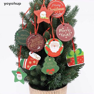yoyohup 24pcs feliz navidad etiquetas de papel kraft etiqueta de regalo etiqueta diy colgar etiquetas regalo co