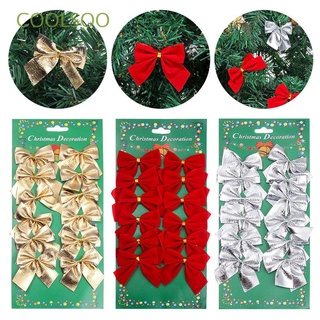 COOLSOO 12pcs Fashion Christmas Tree Hanging DIY Gift Bows Xmas Ornament Bowknot New Party Decoration Home Decor Mini Craft Wedding Supplies/Multicolor (1)