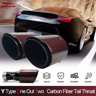 Hw coche Dual-outlet automóvil escape silenciador tuberías rojo fibra de carbono punta silenciador para modificación del coche acero inoxidable 63mm entrada y salida de 89 mm